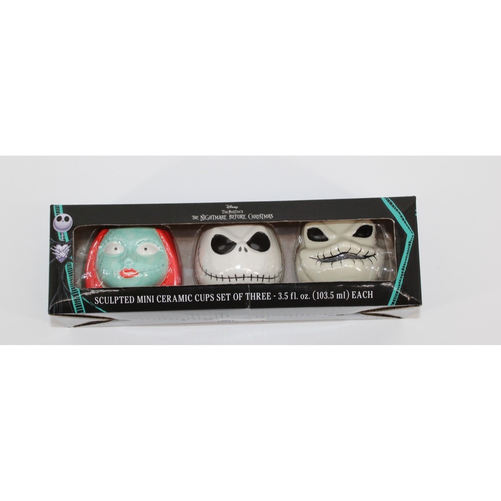 Disney Nightmare Before Christmas‎ Sculpted Mini Ceramic 3.5oz Mug Set of 3 NiB
